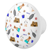 Oliver The Otter Summer Beach Vacation Pattern Keramikknauf (Rechts)