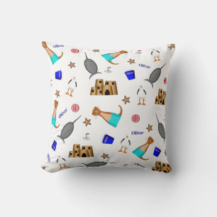 Oliver The Otter Summer Beach Vacation Pattern Kissen