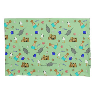 Oliver The Otter Summer Beach Vacation Pattern Kissenbezug