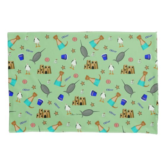 Oliver The Otter Summer Beach Vacation Pattern Kissenbezug (Vorderseite)