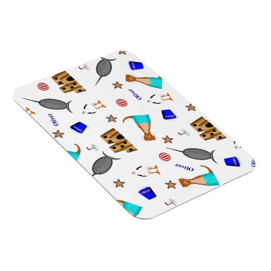 Oliver The Otter Summer Beach Vacation Pattern Magnet (Rechte Seite)