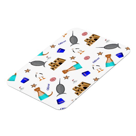 Oliver The Otter Summer Beach Vacation Pattern Magnet (Linke Seite)