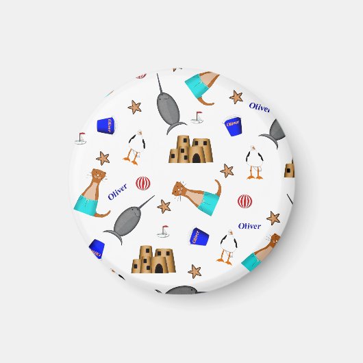 Oliver The Otter Summer Beach Vacation Pattern Magnet (Vorne)