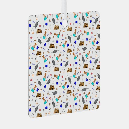 Oliver The Otter Summer Beach Vacation Pattern Ornament Aus Metall (Vorderseite Rechts)