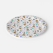 Oliver The Otter Summer Beach Vacation Pattern Pappteller (Schrägansicht)