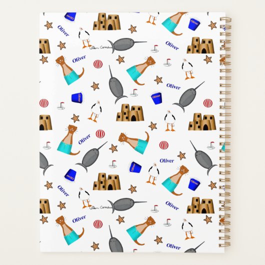 Oliver The Otter Summer Beach Vacation Pattern Planer (Rückseite)