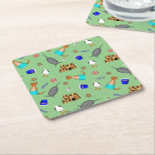 Oliver The Otter Summer Beach Vacation Pattern Rechteckiger Pappuntersetzer (angewinkelt)