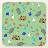 Oliver The Otter Summer Beach Vacation Pattern Rechteckiger Pappuntersetzer (Vorderseite)