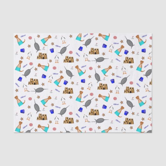 Oliver The Otter Summer Beach Vacation Pattern Seidenpapier (Vorderseite)