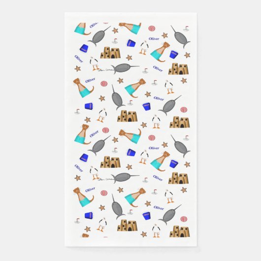 Oliver The Otter Summer Beach Vacation Pattern Serviette (Vorderseite)