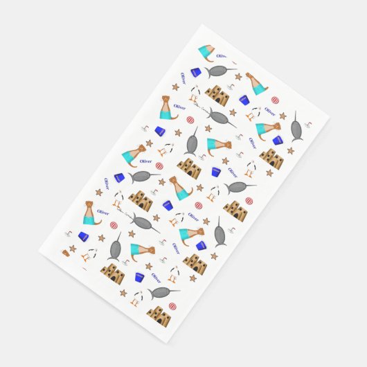 Oliver The Otter Summer Beach Vacation Pattern Serviette (Ecke)