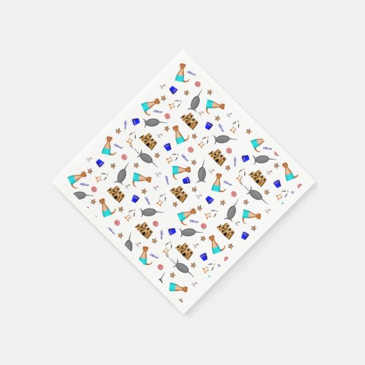 Oliver The Otter Summer Beach Vacation Pattern Serviette (Ecke)