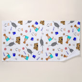 Oliver The Otter Summer Beach Vacation Pattern Strandtuch (Vorderseite)