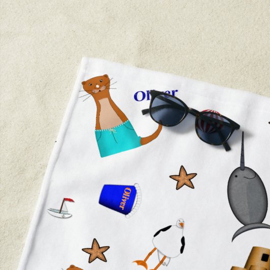 Oliver The Otter Summer Beach Vacation Pattern Strandtuch (Beispiel)