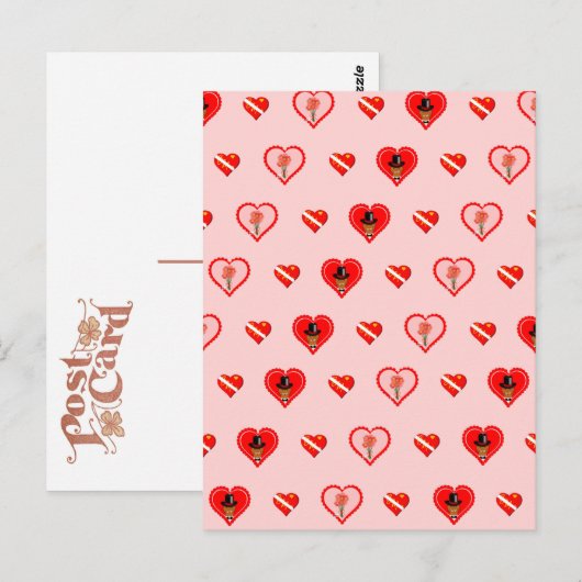 Oliver The Otter Valentine's Day Pattern Postkarte (Vorne/Hinten)