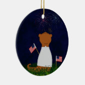 Oliver The Otter Watching Fireworks Keramik Ornament (Rechts)