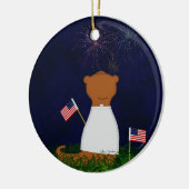 Oliver The Otter Watching Fireworks Keramik Ornament (Links)