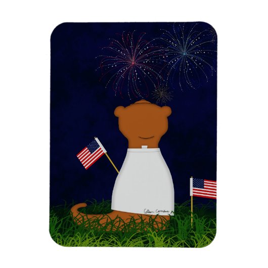 Oliver The Otter Watching Fireworks Magnet (Vertikal)