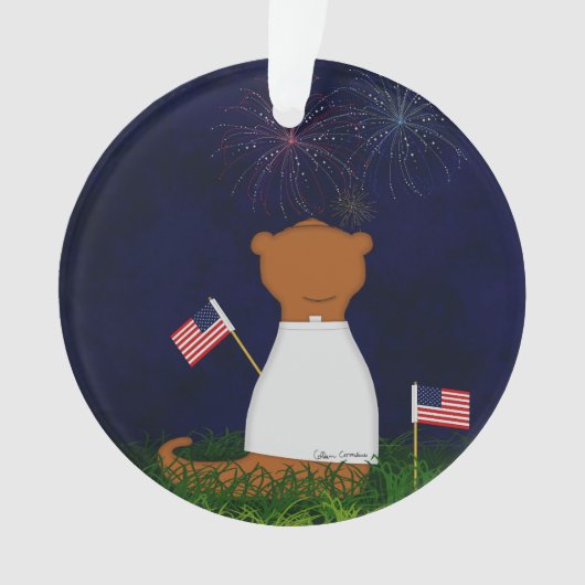 Oliver The Otter Watching Fireworks Ornament (Vorderseite)