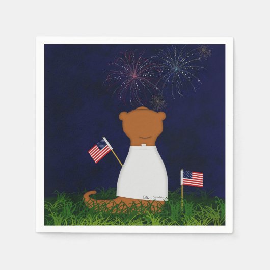 Oliver The Otter Watching Fireworks Serviette (Vorderseite)