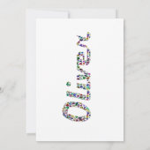 Oliver Typografie mit farbenprächtigem Muster Einladung (Rückseite)