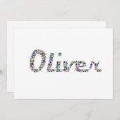 Oliver Typografie mit farbenprächtigem Muster Einladung (Vorne/Hinten)