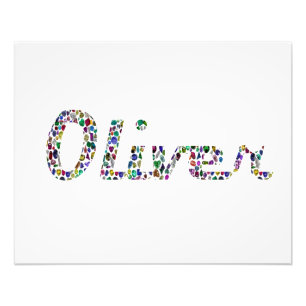 Oliver Typografie mit farbenprächtigem Muster Fotodruck