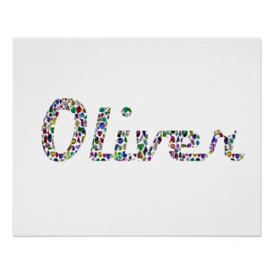 Oliver Typografie mit farbenprächtigem Muster Poster