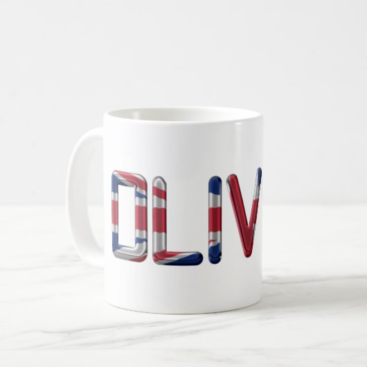 Oliver UK Flaggenname Union Jack Typografie Kaffeetasse (Vorderseite Links)
