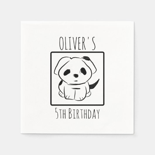 Olivers 5. Geburtstagsparty Puppy Paper Serviette (Vorderseite)