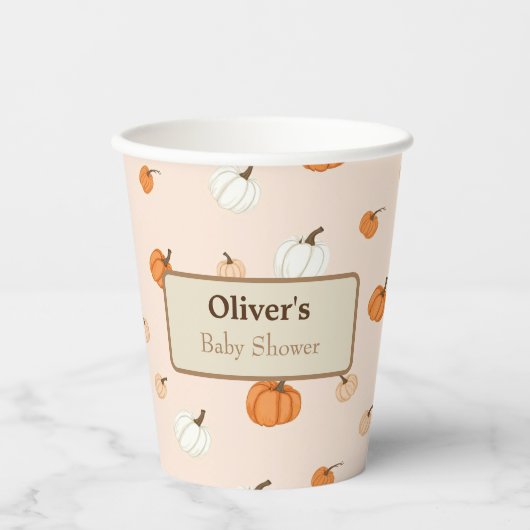 Oliver's Baby Shower Pumpkin Paper Cups Pappbecher (Vorderseite)