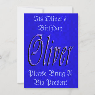 Olivers Name, Logo zum Geburtstag Einladung. Einladung
