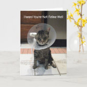 Oliver's not feline well - Cat Get Well Card Karte (Gelbe Blume)