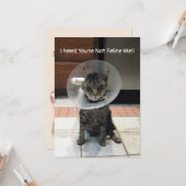 Oliver's Not Feline Well - Cat Get Well Flat Card Karte (Vorderseite/Rückseite Beispiel)