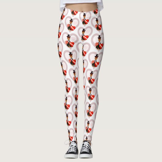 Olivers Valentinstag mit Herz-Hintergrund-Leg Leggings (Vorderseite)