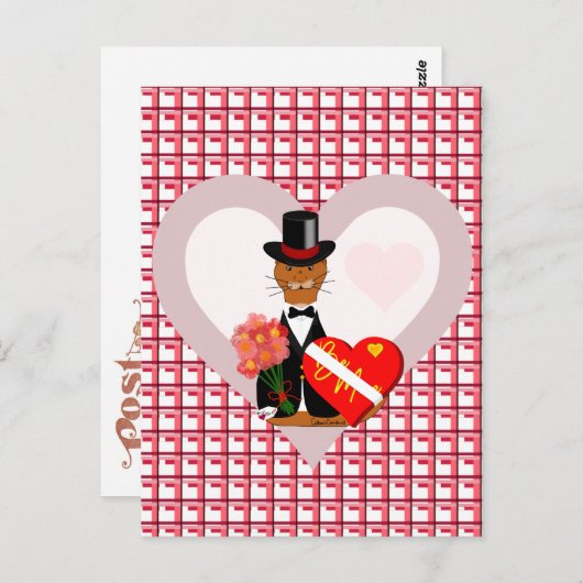Olivers Valentinstag mit Herz-Hintergrund Postkarte (Vorne/Hinten)