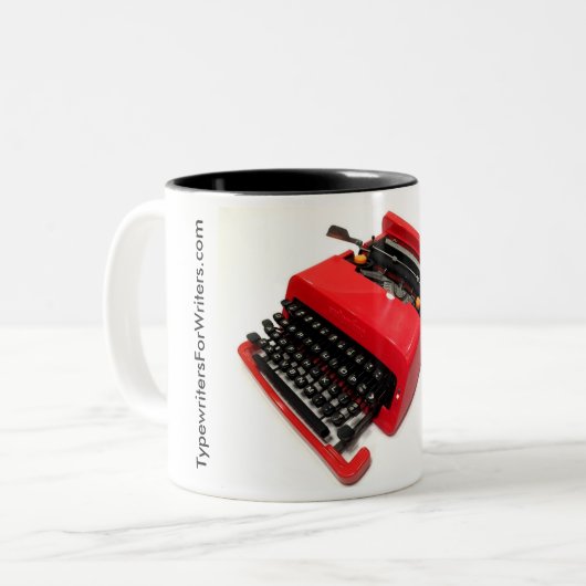 Olivetti-Valentinsgrußschreibmaschine Zweifarbige Tasse (Vorderseite Links)
