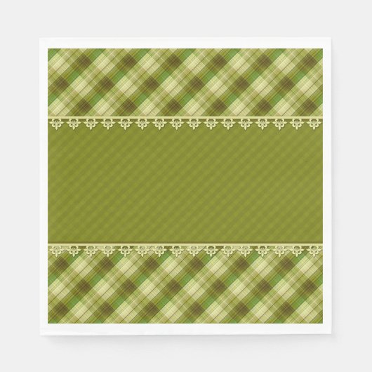 Olivfarben-Fliesen, Oliven kariert, grün Serviette (Vorderseite)