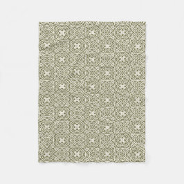 Olivfarbene Florale Gitter-Fliesblanke Fleecedecke