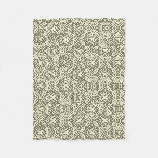 Olivfarbene Florale Gitter-Fliesblanke Fleecedecke (Vorderseite)