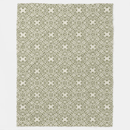 Olivfarbene Florale Gitter-Sherpa-Decke Fleecedecke