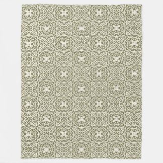 Olivfarbene Florale Gitter-Sherpa-Decke Fleecedecke