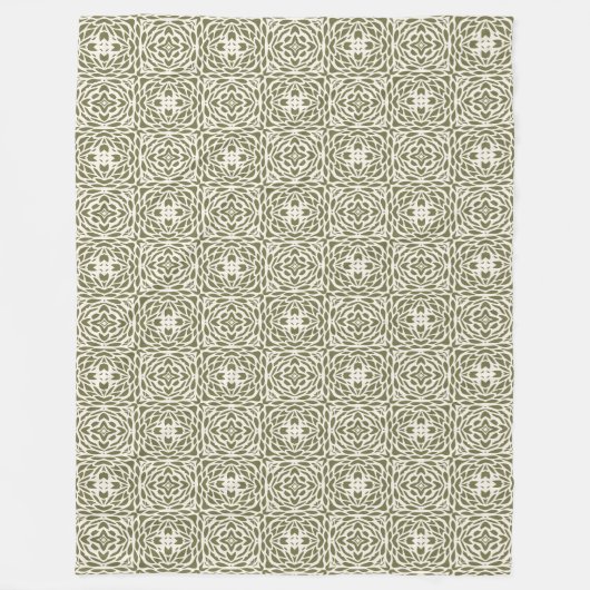 Olivfarbene Florale Gitter-Sherpa-Decke Fleecedecke (Vorderseite)
