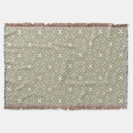 Olivfarbene Florale Gitter-Wurfdecke Decke