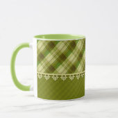 Olivfarbene Patchwork, olivgrün kariert, grün Tasse (Links)