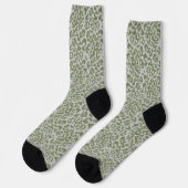 Olivgrau gefleckter Leopard Socken (Linkes Detail)