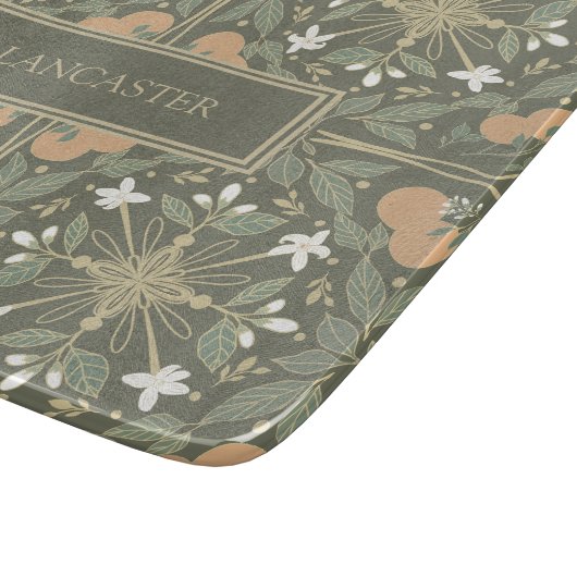 Olivgrün Botanisch Schneidebrett (Ecke)