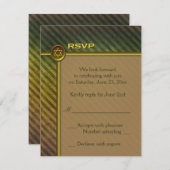 Olivgrün, braun gestreift Bar Mitzvah RSVP-Karte RSVP Karte (Vorne/Hinten)