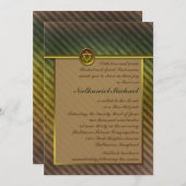 Olivgrün, braun gestreifte Bar Mitzvah Einladung (Vorne/Hinten)