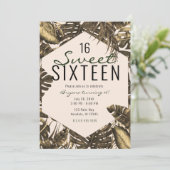 Olivgrün & Creme Tropical Palm Blätter Süß 16 Einladung (Stehend Vorderseite)